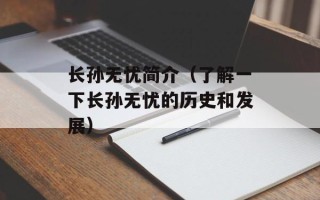 长孙无忧简介（了解一下长孙无忧的历史和发展）