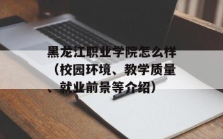 黑龙江职业学院怎么样（校园环境、教学质量、就业前景等介绍）