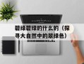 碧绿碧绿的什么的（探寻大自然中的翠绿色）
