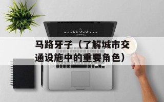 马路牙子（了解城市交通设施中的重要角色）