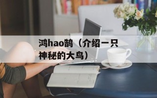 鸿hao鹄（介绍一只神秘的大鸟）