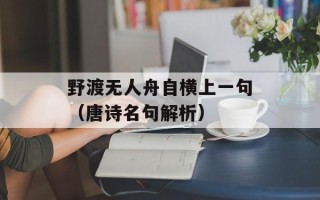 野渡无人舟自横上一句（唐诗名句解析）