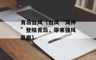 青岛台风（台风“海神”登陆青岛，带来强风暴雨）