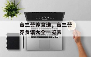 高三营养食谱，高三营养食谱大全一览表