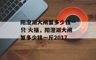 阳澄湖大闸蟹多少钱一只 火福，阳澄湖大闸蟹多少钱一斤2017